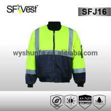 Avertisseur de circulation blouson en polyester rembourré veste de sécurité veste de protection veste réfléchissante veste imperméable